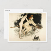 Witches, Jean Veber, Halloween, Male en Vrouw Briefkaart (Voorkant / Achterkant)