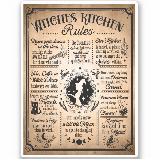 Witches Kitchen Rules  Halloween Sticker (Voorkant)