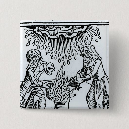 Witches Making a Spell, 1489 Vierkante Button 5,1 Cm (Voorkant)