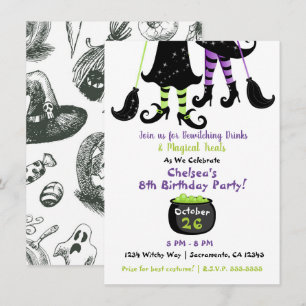 Witches Modern heks Halloween Birthday Kaart