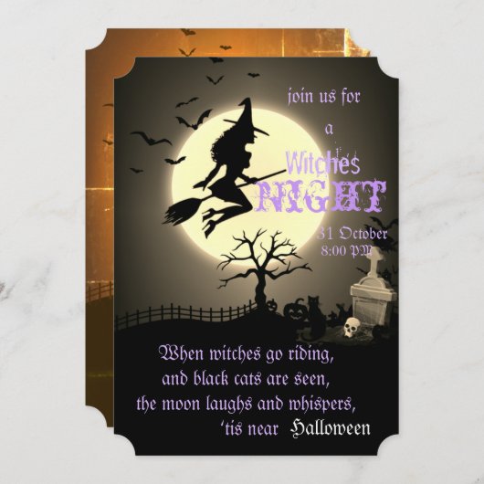 Witches Night, Halloween Kaart (Voorkant / Achterkant)