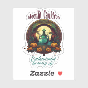 Witches Potion Moonlit Cauldron Label