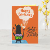 Witches Tea Party Halloween Birthday Kaart (Gele Bloem)