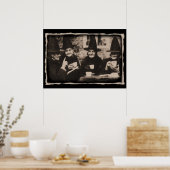 Witches Tea Party - oud zwart/wit Poster (Keuken)