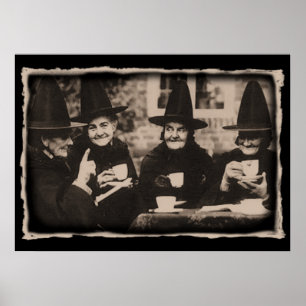Witches Tea Party - oud zwart/wit Poster