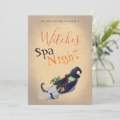 Witches'Spa Night Funny Halloween Party Tan Kaart (Staand voorkant)