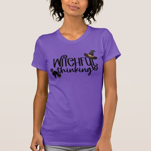 Witchful Thinking Pet & Cat Halloween Cotton T-shirt (Voorkant)