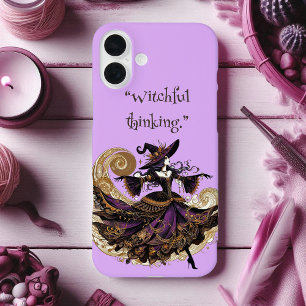 Witchful Thinking Spooky Paarse Wicked Art Deco iPhone 16 Plus Hoesje