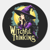 Witchfull Thinking Halloween Witch Thinking ontwer Ronde Sticker (Voorkant)
