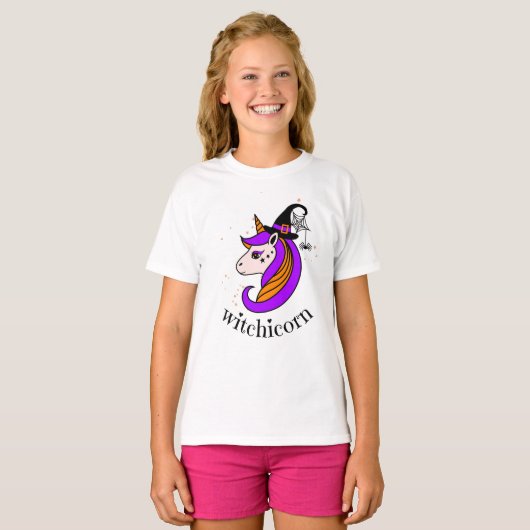 Witchicorn, Unicorn Witch Halloween T-shirt (Voorkant volledig)