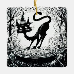 Witching Cat Keramisch Ornament