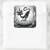 Witching Cat Vierkante Sticker (Tas)