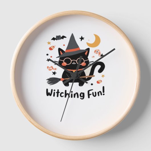Witching Fun Zwarte Kat met Bezem – Schattigee Hal (Voorkant)