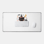 Witching Fun Zwarte Kat met Bezem – Schattigee Hal Bureaumat (Keyboard & Muis)