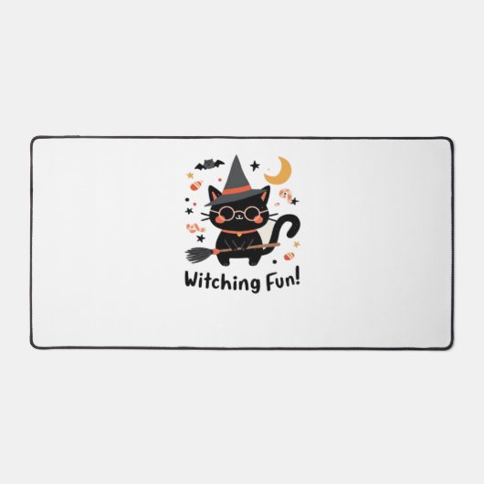 Witching Fun Zwarte Kat met Bezem – Schattigee Hal Bureaumat (Voorkant)