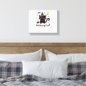 Witching Fun Zwarte Kat met Bezem – Schattigee Hal Canvas Afdruk (Insitu (Slaapkamer))