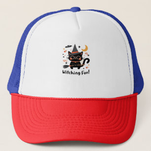 Witching Fun Zwarte Kat met Bezem – Schattigee Hal Trucker Pet