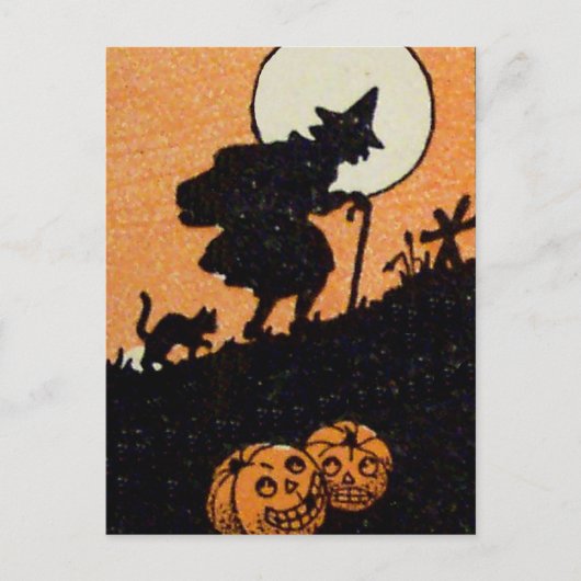 Witching Hour Witch Black Cat Jack O Lantern Briefkaart (Voorkant)