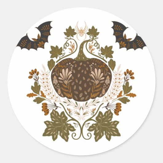 Witching Vine Halloween Pumpkin Design Ronde Sticker (Voorkant)