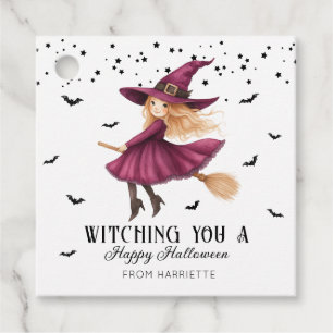 Witching You Een vrolijke Halloween-heks Bedankjes Labels