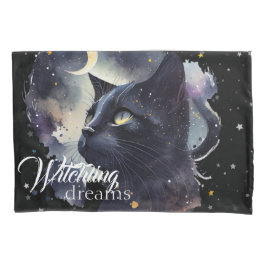 Witchling Dreams Zwarte kat en sterren Kussensloop