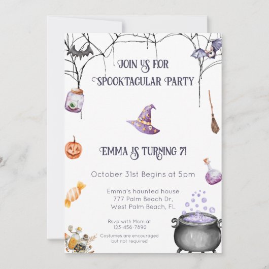 Witchoktacular Halloween invitation Anniversaire (Devant)