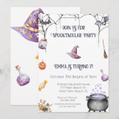 Witchoktacular Halloween invitation Anniversaire (Devant / Derrière)