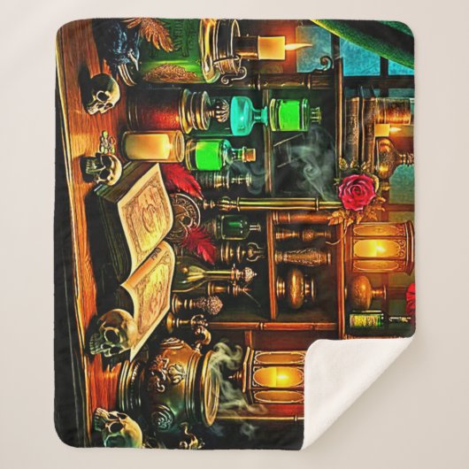 Witch's Altar Mystical Night Brew Design Sherpa Deken (Voorkant)
