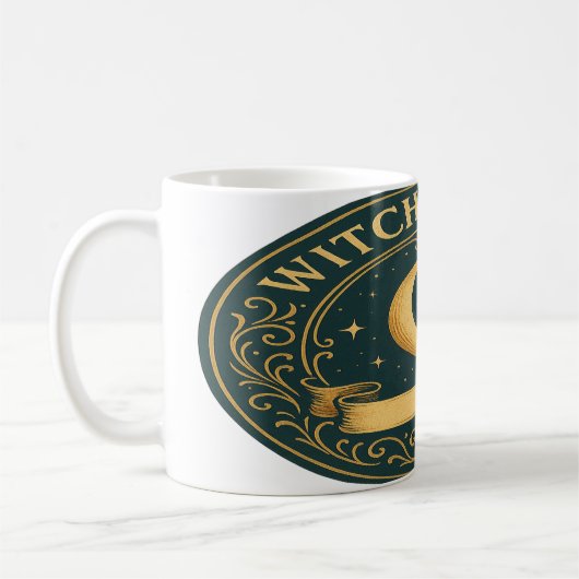 Witch's Brew - Crescent Moon & Stars  Badge Koffiemok (Links)