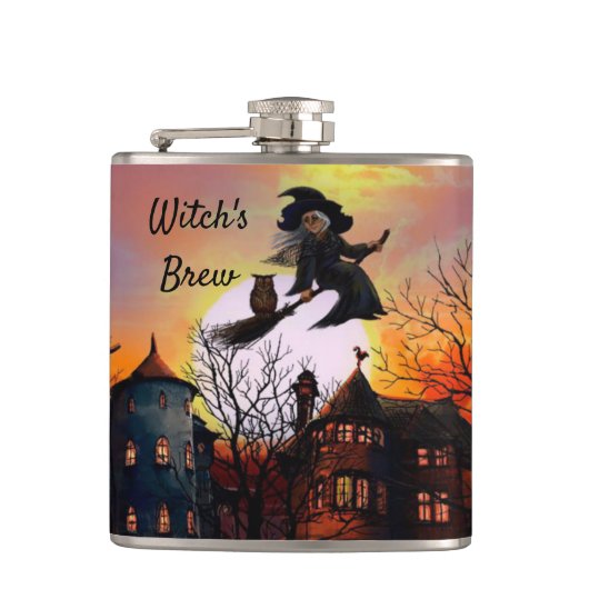 Witch's Brew Flask Halloween Custom Text Heupfles (Voorkant)