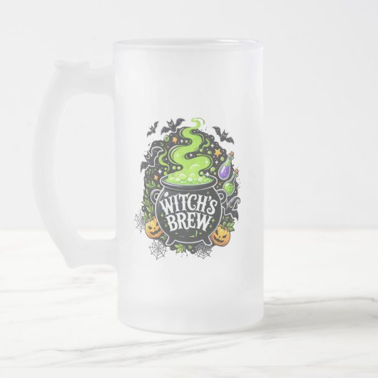 Witch's Brew Frosted Glass Mok - Halloween Pint (Links)