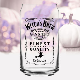 Witch's Brew Halloween familienaam Monogram Grappi Blikvorm Glas