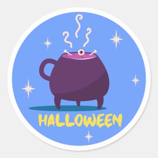 Witch's Brew Kettle Halloween Ronde Sticker (Voorkant)