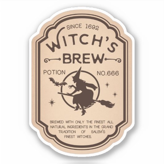 Witchs Brew Potion Label Sticker (Voorkant)