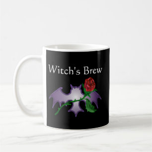 Witch's Brew Wicca Bat Roos Black Gothic Flower Koffiemok