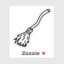 Witch's Broom Doodle Sticker