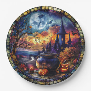 Witch's Cauldron-Glas in lood Papieren Bordje