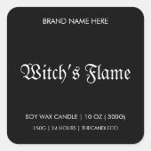Witch's Flame Halloween kaars Label Gothic Black (Voorkant)