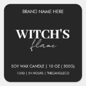 Witch's Flame Minimalistisch Halloween kaarsenlabe Vierkante Sticker (Voorkant)
