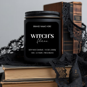 Witch's Flame Minimalistisch Halloween kaarsenlabe Vierkante Sticker
