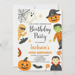 Witchs Fun Kids Halloween Anniversaire Invitation