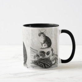 Witch's Kittens Cat Skull Gothic Fantasy Art Mok
