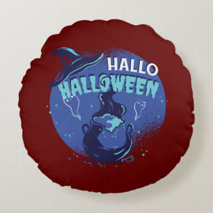 Witchs Pet Halloween Design Rond Kussen