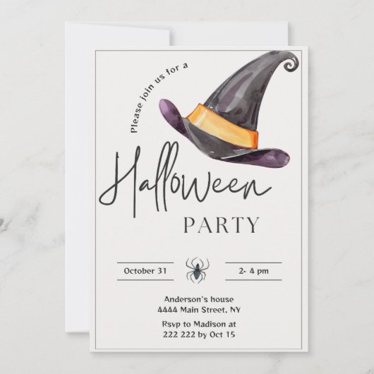 Witch's Pet Halloween Invitation Kaart (Voorkant)
