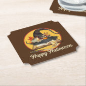 Witch's Pet & Spellbook Halloween Kartonnen Onderzetters (Gekanteld)