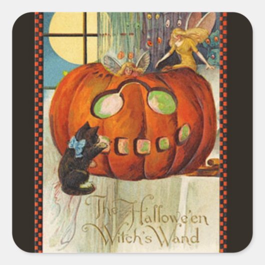 Witch's Wand Halloween Vierkante Sticker (Voorkant)