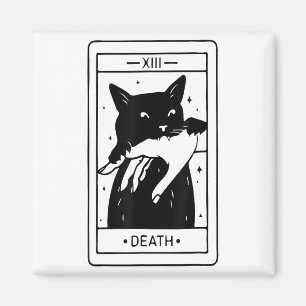 Witchy Black Cat Halloween Tarot Kaart Funny For M Magneet