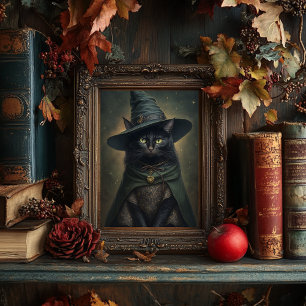 Witchy Black Cat - stijlvol halloween Poster