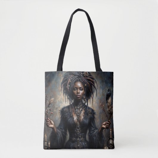 Witchy Black Woman Gothic Art Draagtas (Voorkant)