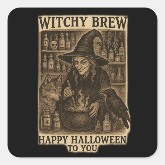 Witchy Brew Halloween Stickers (Voorkant)